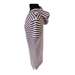 Vintage 70's Harbour Casuals White Blue Red Stripe Nautical Hood Maxi Dress M L